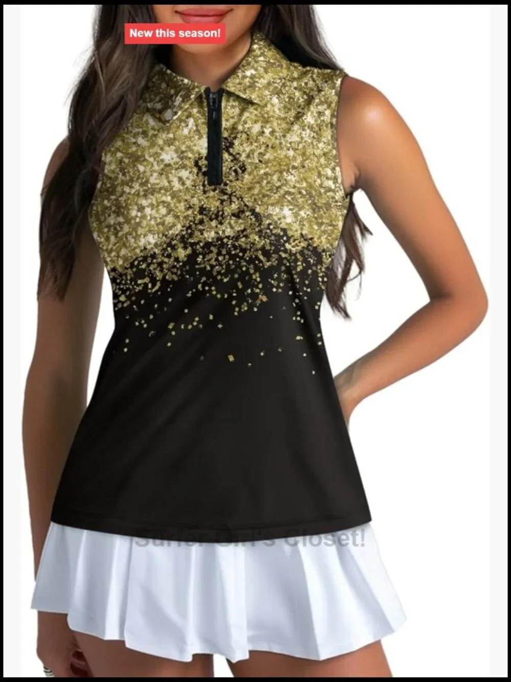 Sleeveless Zip Up Dry Fit Golf Tennis Tank Top